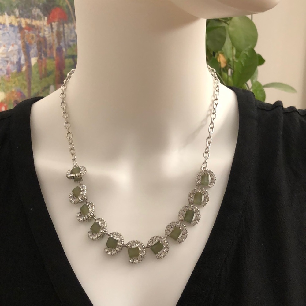 Laura Ashley Silver Rhinestone Necklace 7$